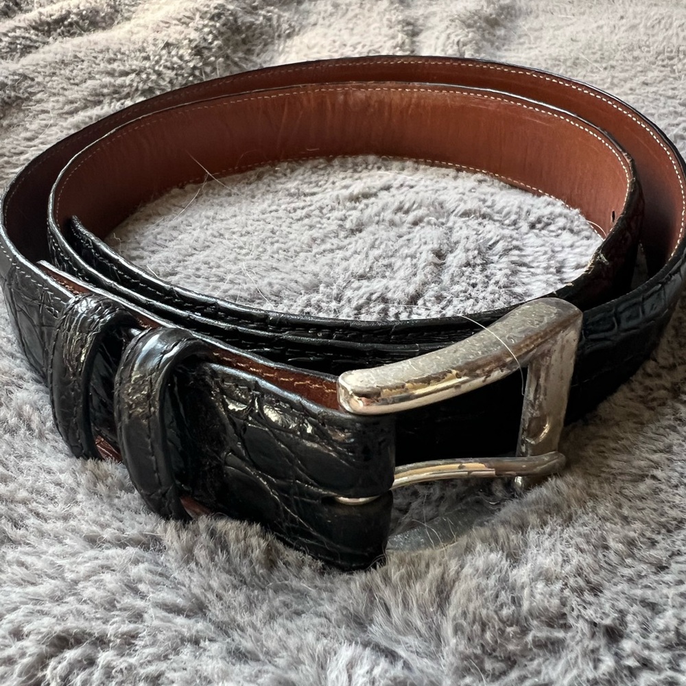 Men's Black Genuine Crocodile Leather Embossed Belt - Classic Style